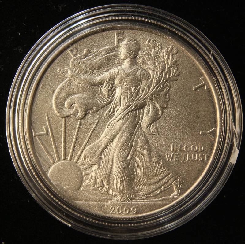 2009 SILVER EAGLE 1 TROY OZ. .999 FINE SILVER COLOR ENHANCED IN AIRTITE
