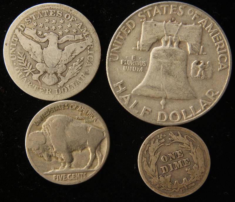 4 US COINS AS PICTURED 50C, 25C, 10C, 5C
