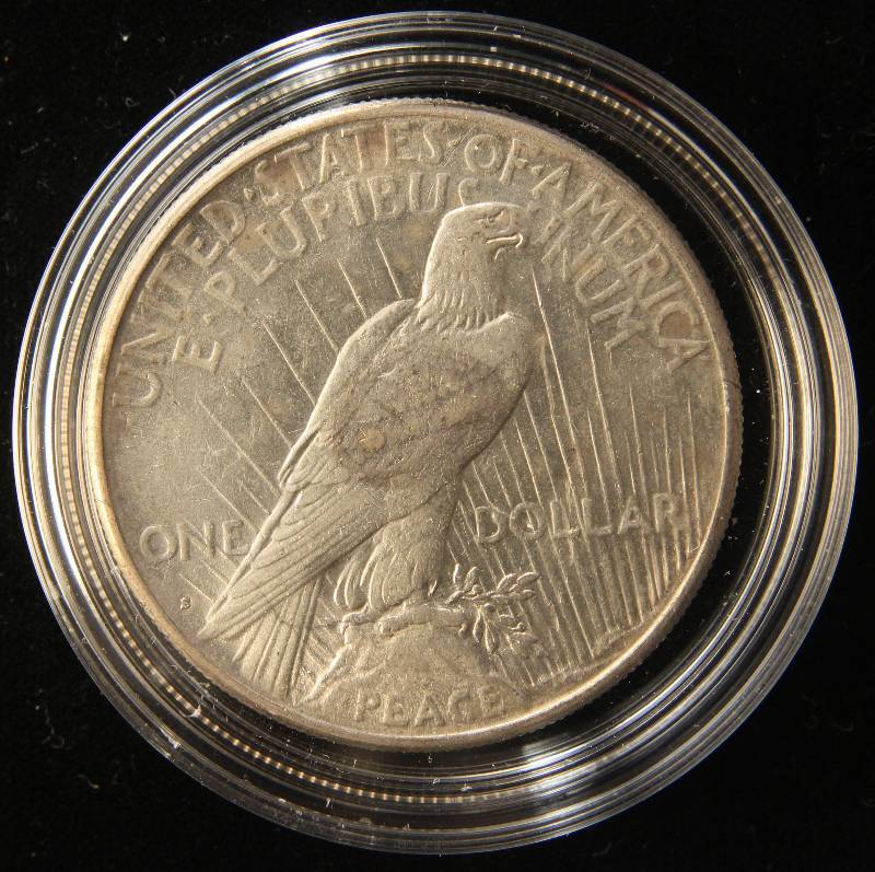 1922-S PEACE SILVER DOLLAR AU IN AIRTITE