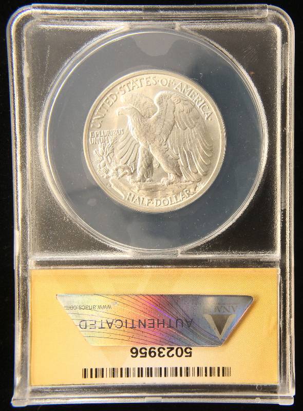 1942-D WALKING LIBERTY SILVER HALF DOLLAR MS63 ANACS