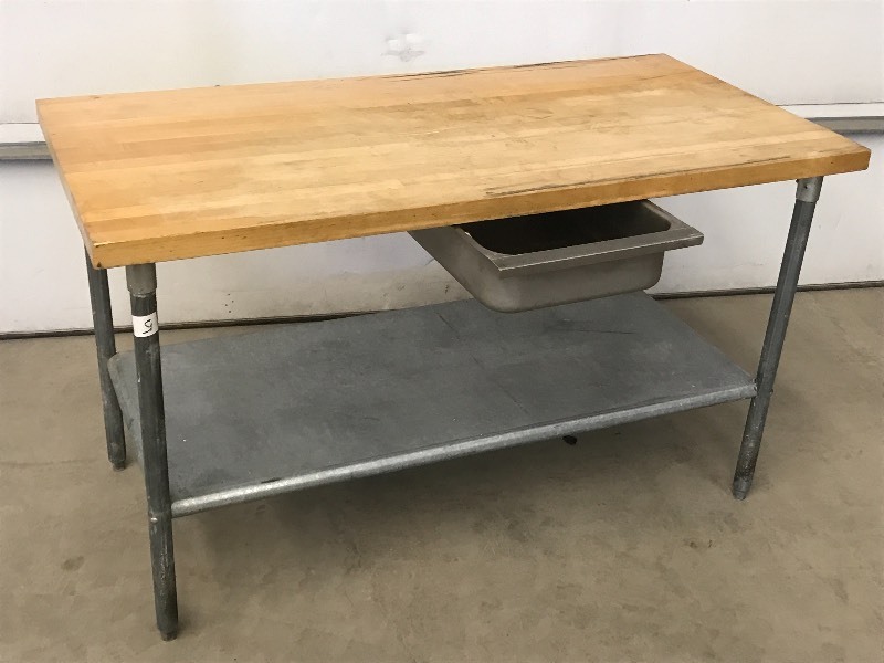 lot 5 image: Commercial Steel-Framed Table With ...