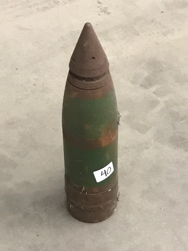 lot 40 image: Unknown Military Projectile, 5 Dia...