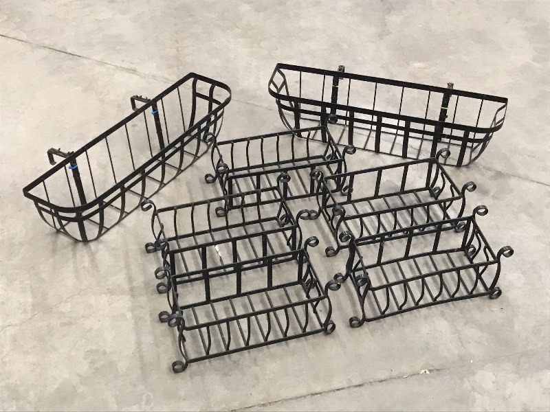 lot 70 image: Lot Of (7) Steel Planter Baskets ...