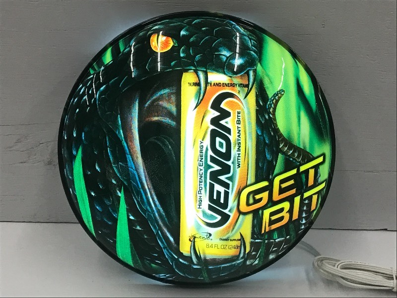 lot 3 image: Venom Energy Drinks Lighted Sign, 1...