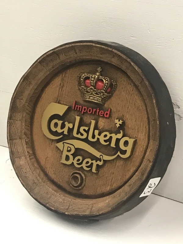 lot 23 image: Carlsberg Beer Plastic Keg Sign, 3...