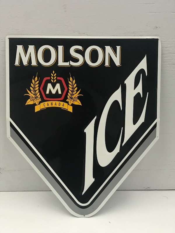 lot 30 image: Molson Ice Tin Beer Sign, 25x30 ...