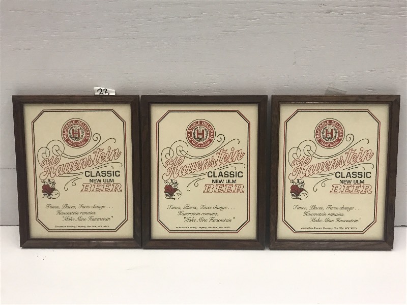 lot 33 image: (3) Hauenstein Beer Signs (New Ulm ...
