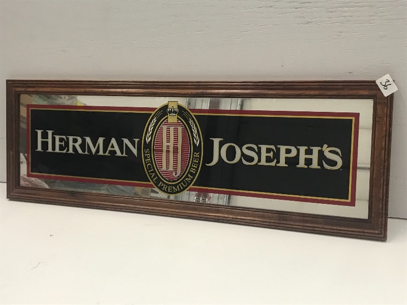 lot 36 image: Herman Josephs Framed Mirrored Beer...