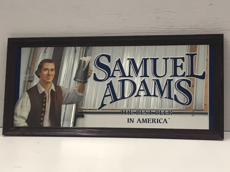 lot 39 image: Samuel Adams Framed Mirrored Beer S...