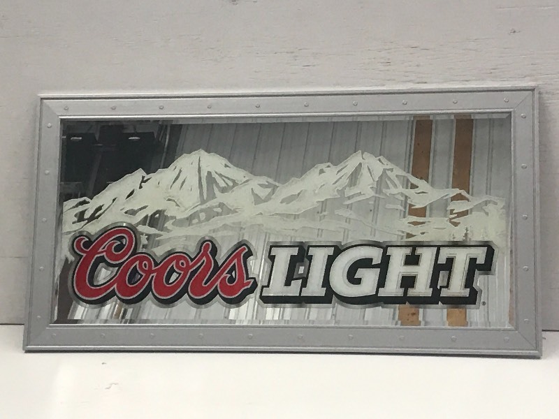 lot 40 image: Coors Light Framed Mirrored Beer Si...