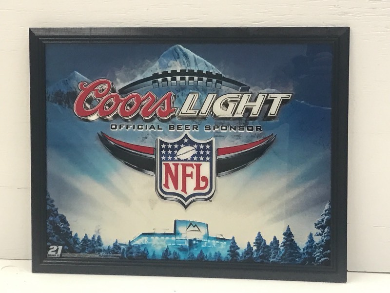 lot 44 image: Coors Light NFL Framed Beer Sign, 2...