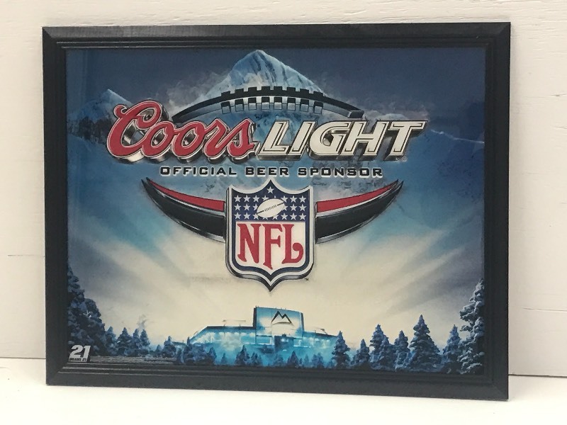 lot 43 image: Coors Light NFL Framed Beer Sign, 2...