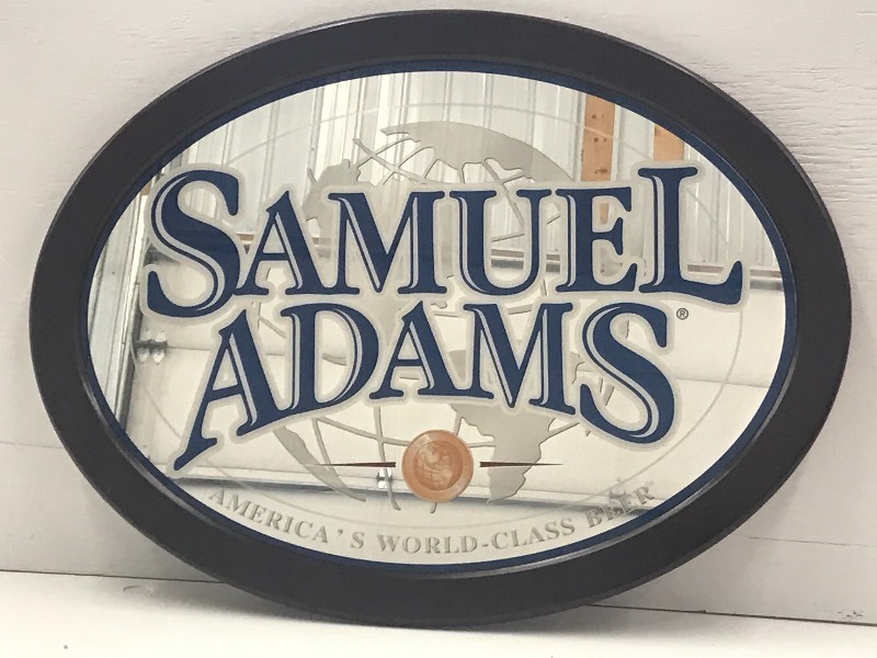 lot 46 image: Samuel Adams Framed Mirrored Beer S...
