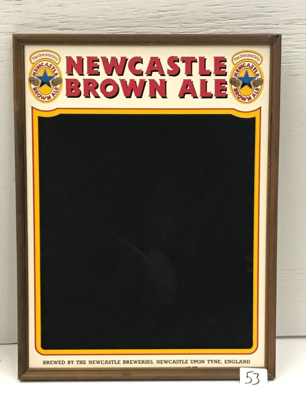 lot 53 image: New Castle Brown Ale Framed Menu Bo...