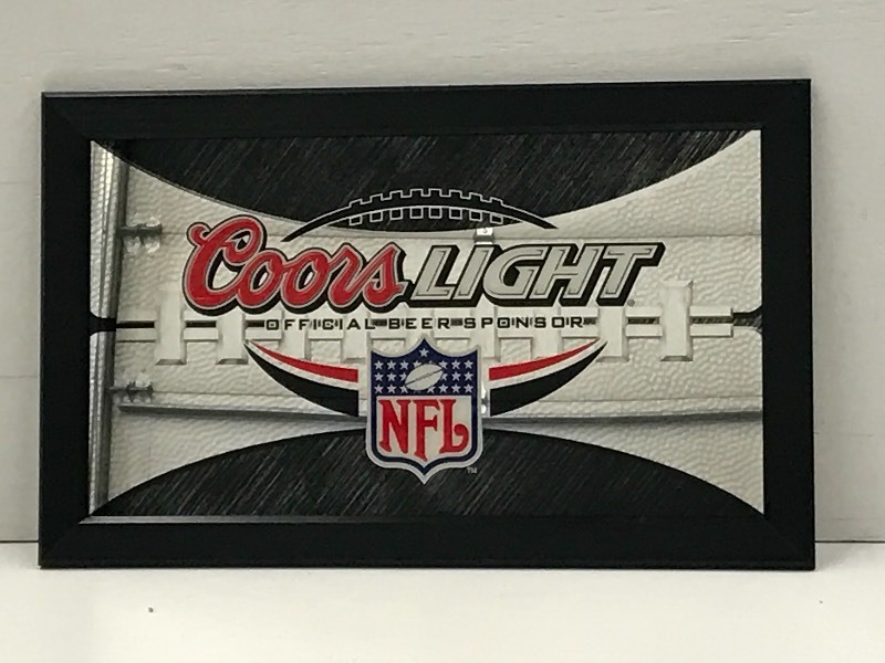 lot 56 image: Coors Light NFL Framed Mirrored Bee...