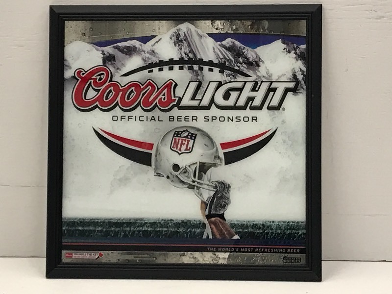 lot 57 image: Coors Light Framed Mirrored Beer Si...