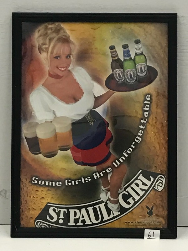 lot 61 image: St. Pauli Girl Framed Poster, 22x3...