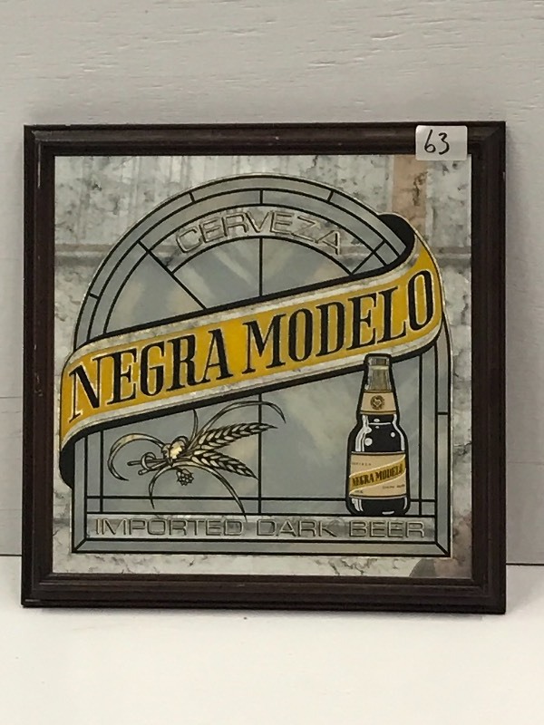 lot 63 image: Negra Modelo Framed Mirrored Beer S...