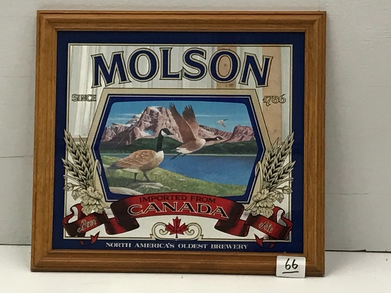 lot 66 image: Molson Framed Mirrored Beer Sign, 1...