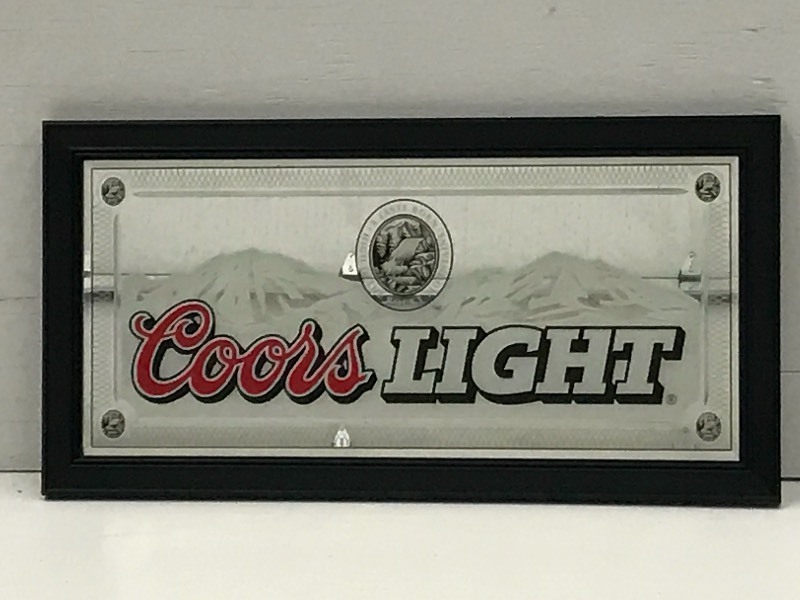 lot 71 image: Coors Light Framed Mirrored Beer Si...