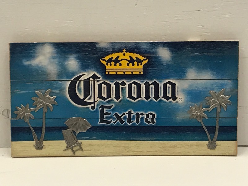 lot 72 image: Coors Extra Wooden Beer Sign, 14x2...