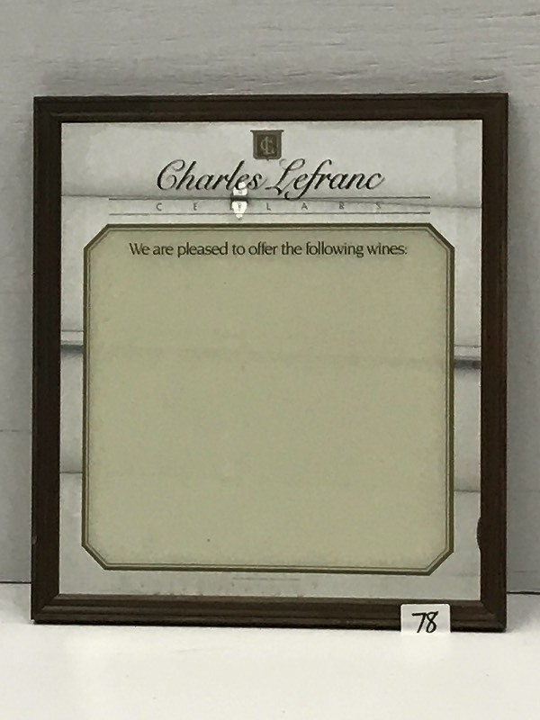 lot 78 image: Charles LeFranc Cellars Framed Mirr...