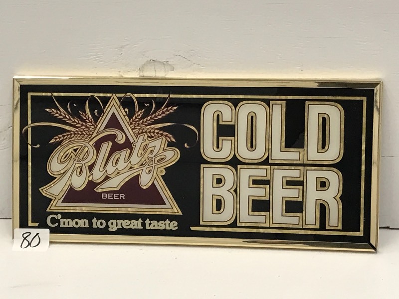 lot 80 image: Blatz Cold Beer Framed Sign, 9x20...