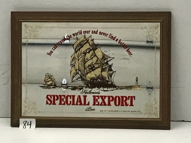 lot 84 image: Special Export Framed Mirrored Beer...