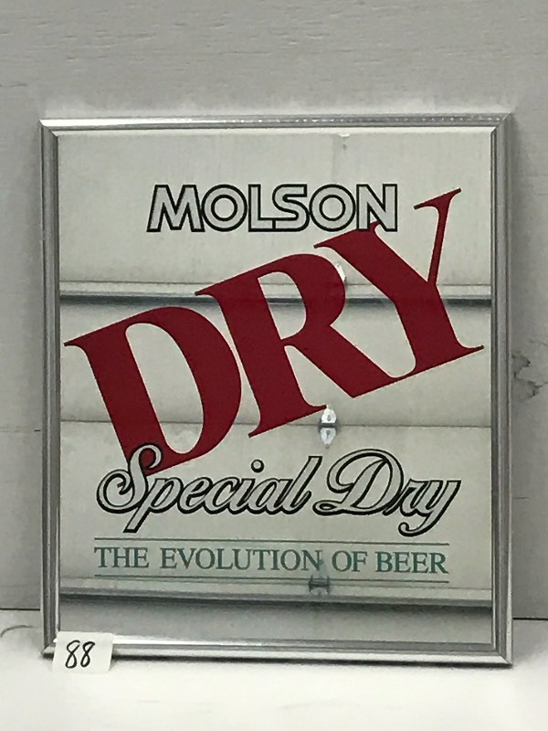 lot 88 image: Molson Dry Framed Beer Sign, 16x18...