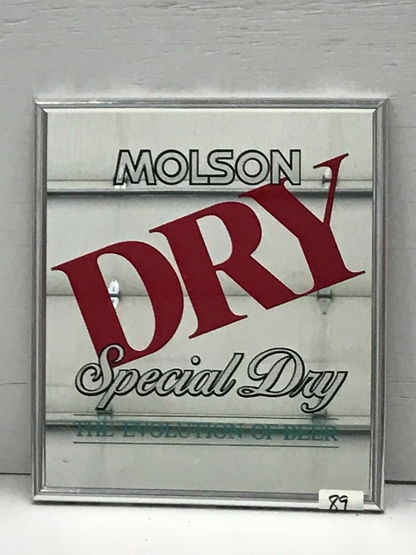 lot 89 image: Molson Dry Framed Beer Sign, 16x18...