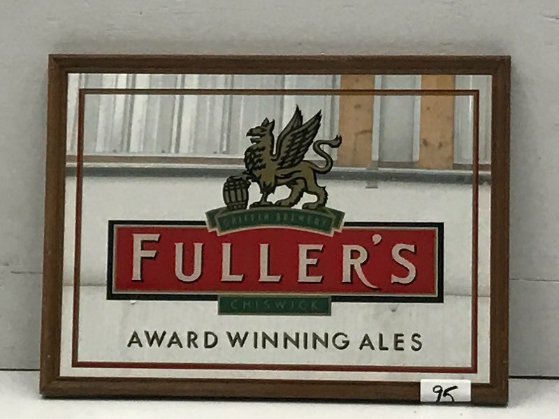 lot 95 image: Fullers Framed Mirrored Beer Sign, ...