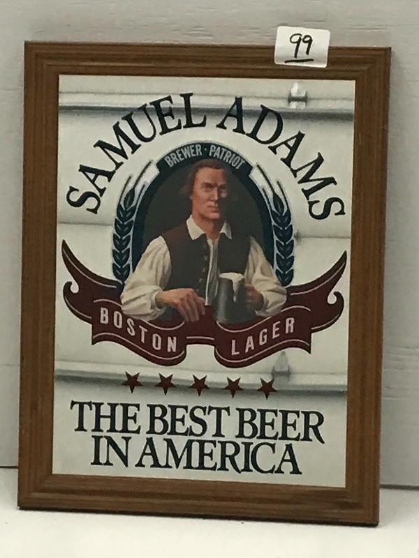 lot 99 image: Samuel Adams Framed Mirrored Beer S...