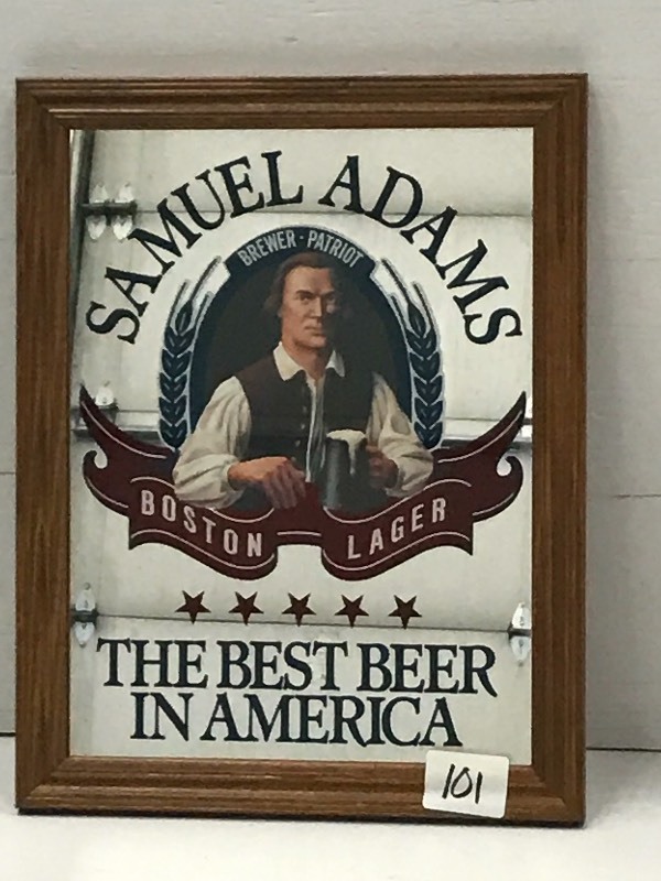 lot 101 image: Samuel Adams Framed Mirrored Beer S...