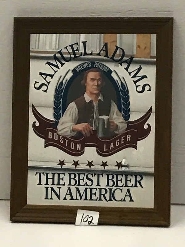 lot 102 image: Samuel Adams Framed Mirrored Beer S...