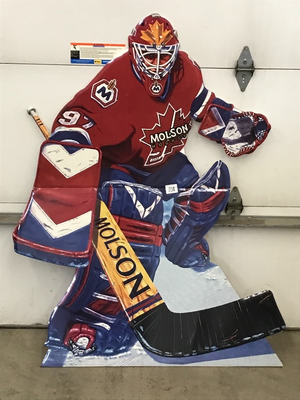 lot 108 image: Molson Hockey Goalis Cardboard Cut-...