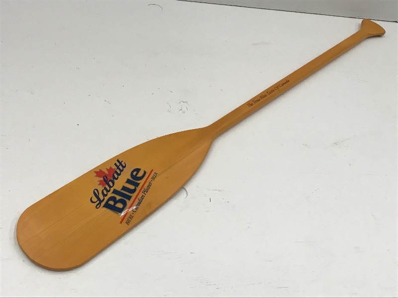 lot 112 image: (1) Labatt Blue Wooden Canoe Paddle...