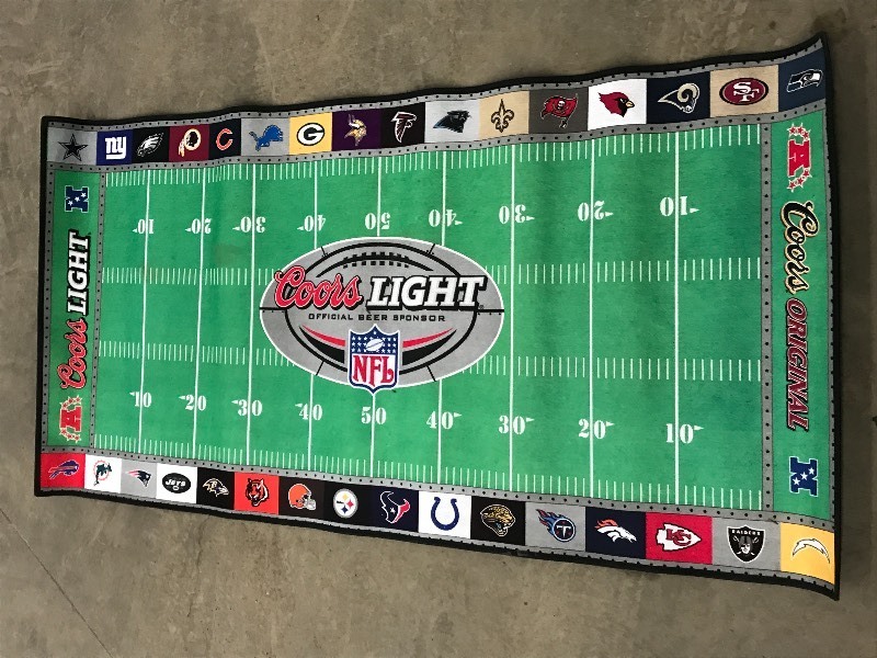 lot 136 image: Coors Light NFL Rug, 35x70 ...