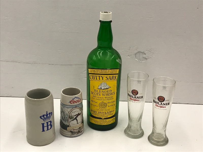 lot 157 image: Lot Of Large Whiskey Bottle, (2) B...