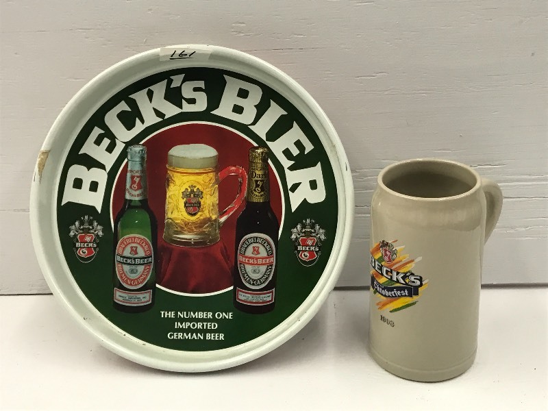 lot 161 image: (1) Becks Beer Mug & (1) Becks Tin ...