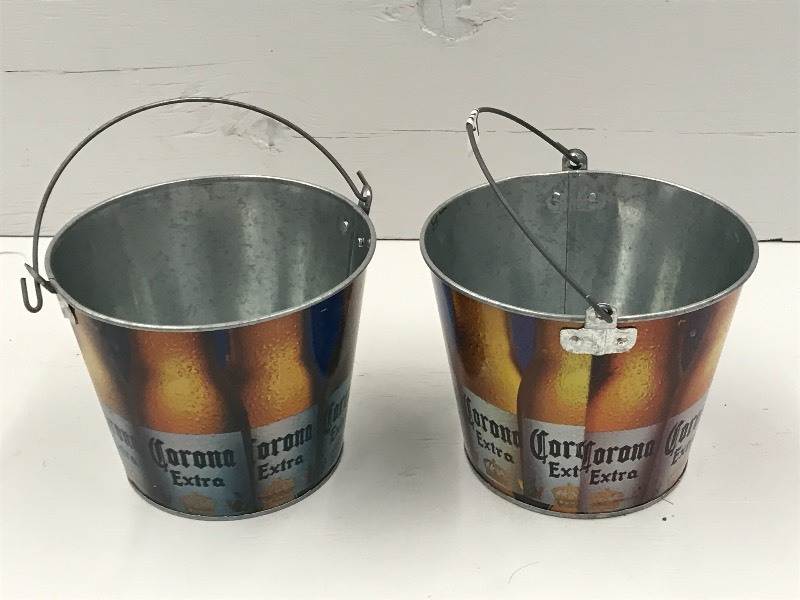 lot 170 image: (2) Corona Extra Galvanized Beer Bu...