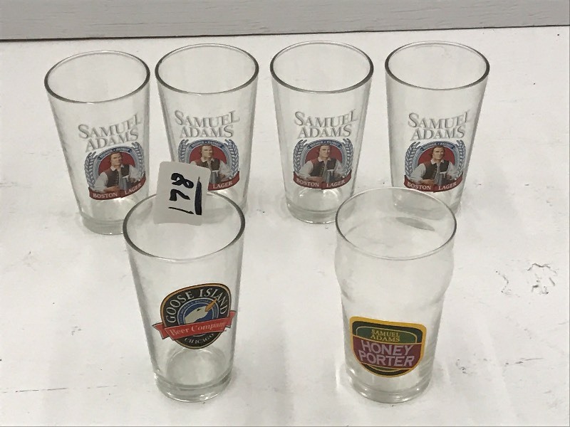 lot 178 image: Lot Of (6) Assorted Beer Glasses ...