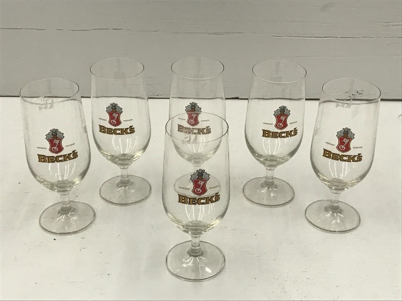 lot 182 image: Lot Of (6) Becks Beer Glasses ...