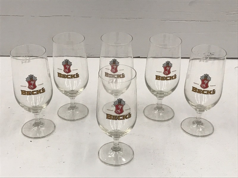 lot 183 image: Lot Of (6) Becks Beer Glasses ...
