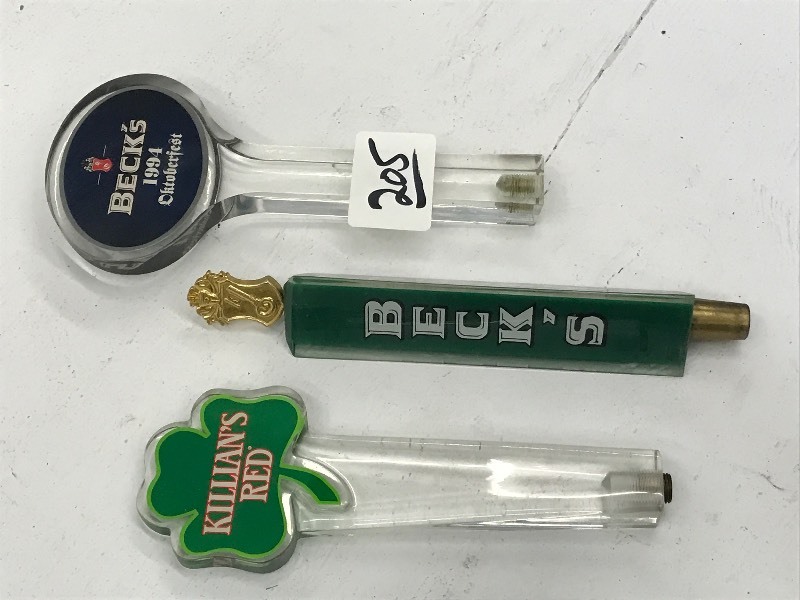 lot 205 image: Lot Of (3) Assorted Beer Tap Handle...