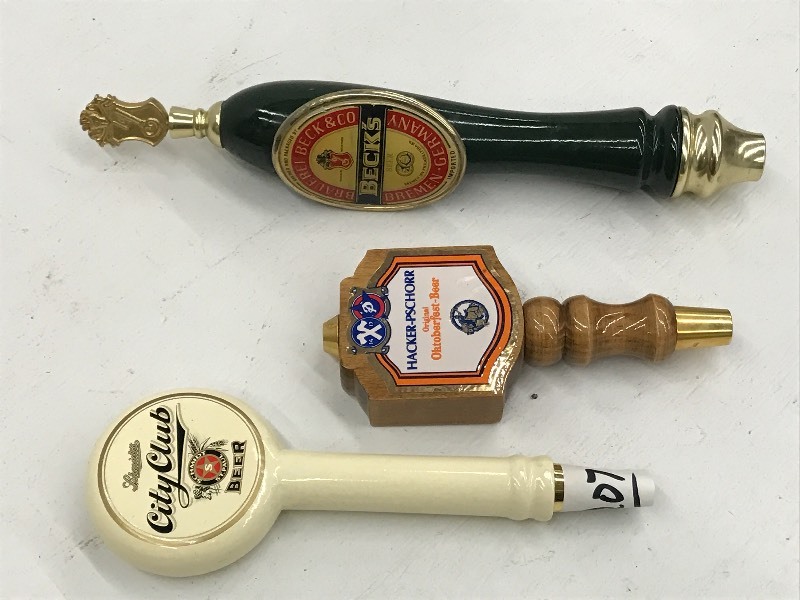 lot 207 image: Lot Of (3) Assorted Beer Tap Handle...