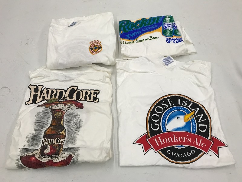 lot 218 image: Lot Of (4) Beer Logo T-Shirts, Size...