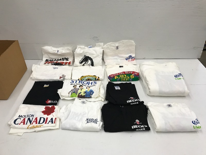 lot 222 image: Large Lot Of Assorted Beer Logo T-S...