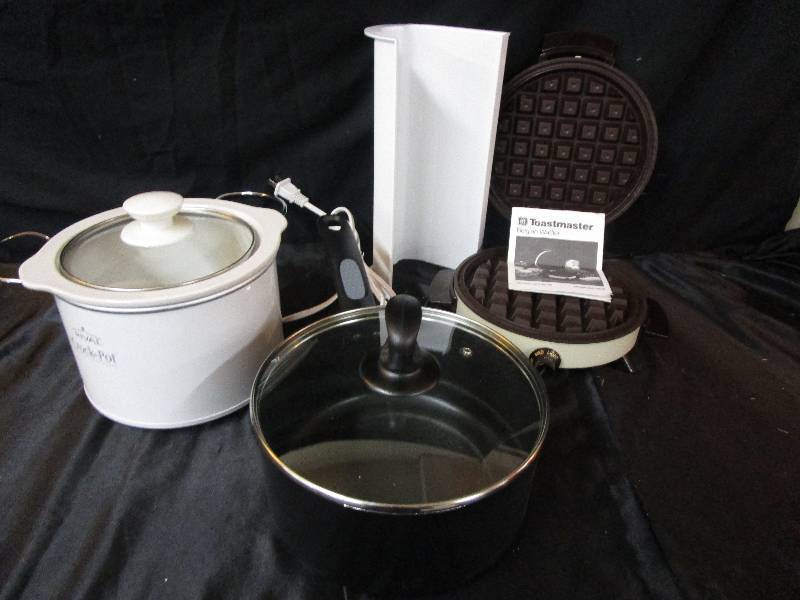 Belgium Waffle Maker, Small Crock Pot and Kettle