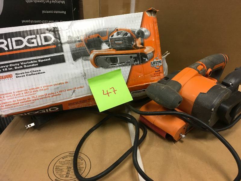 Ridgid Heavy - Duty Variable Speed 3 x 18 in. Belt Sander- Missing Dust Collection Bag used in good working condition