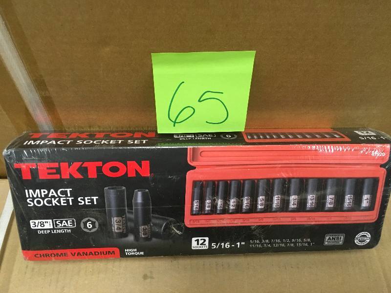 Tekton 38in. SAE Deep Impact Socket Set- (12 Sockets) new